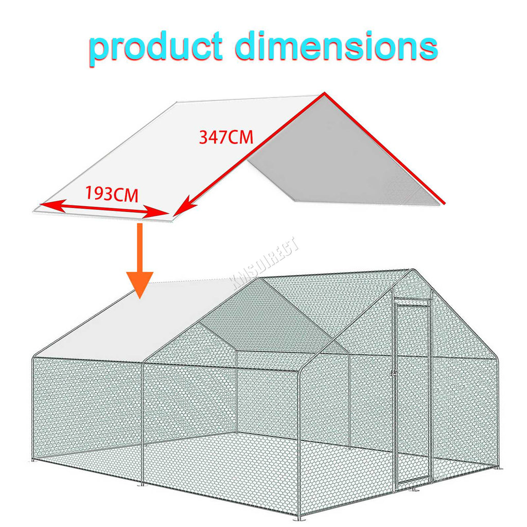 BIRCHTREE Chicken Run Cage Cover 347x193CM White