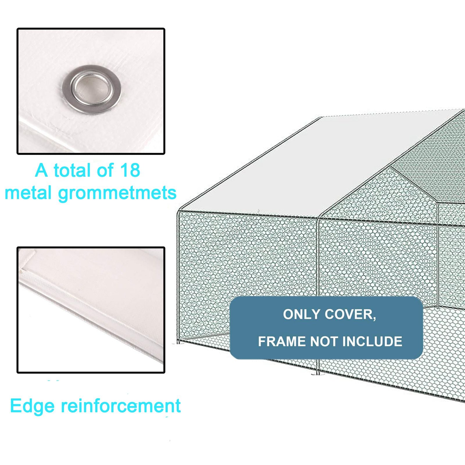 BIRCHTREE Chicken Run Cage Cover 347x193CM White