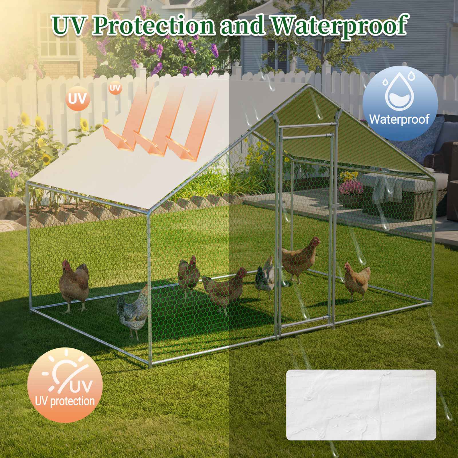 PawHaven Chicken Run Cage Walk In Coop Metal