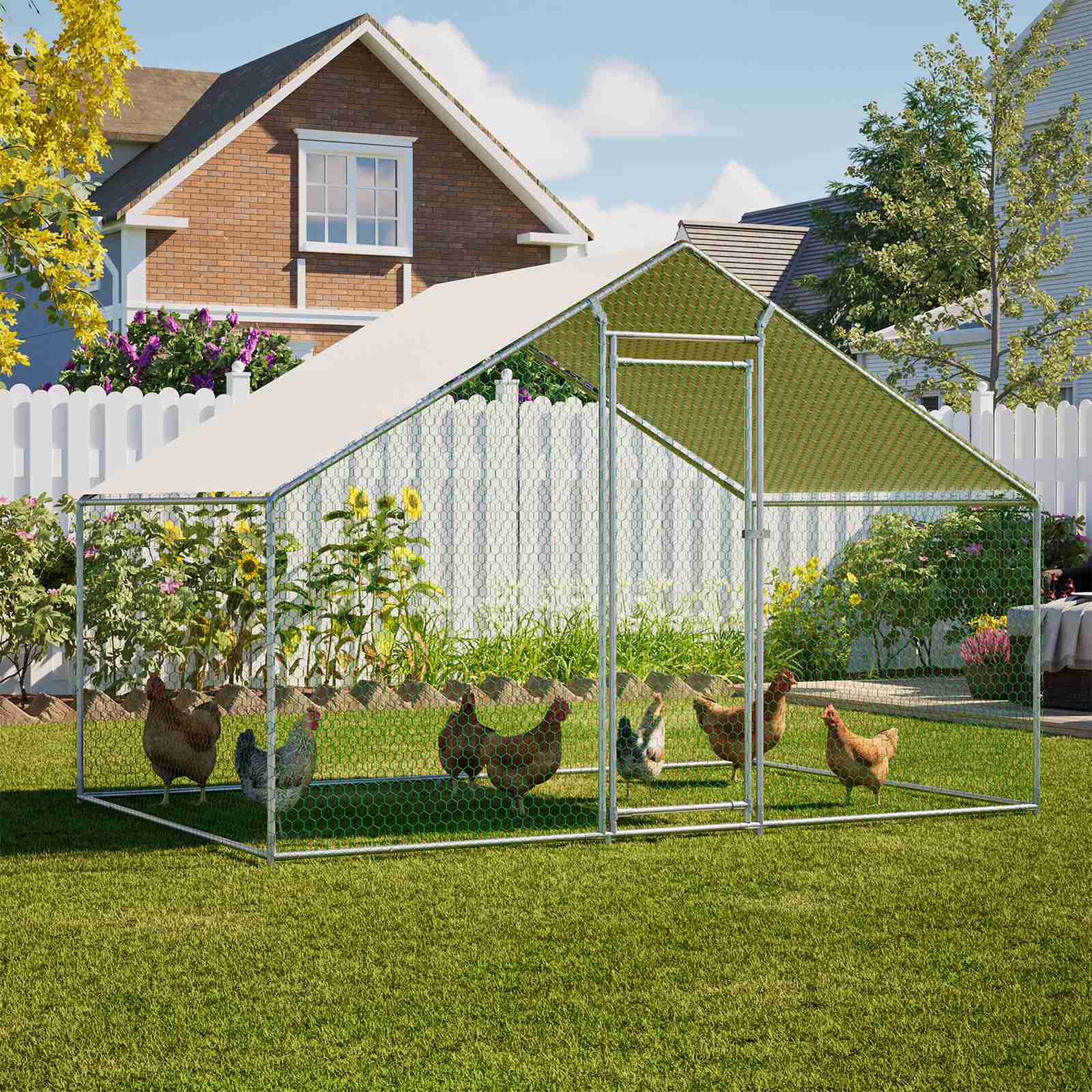 PawHaven Chicken Run Cage Walk In Coop Metal