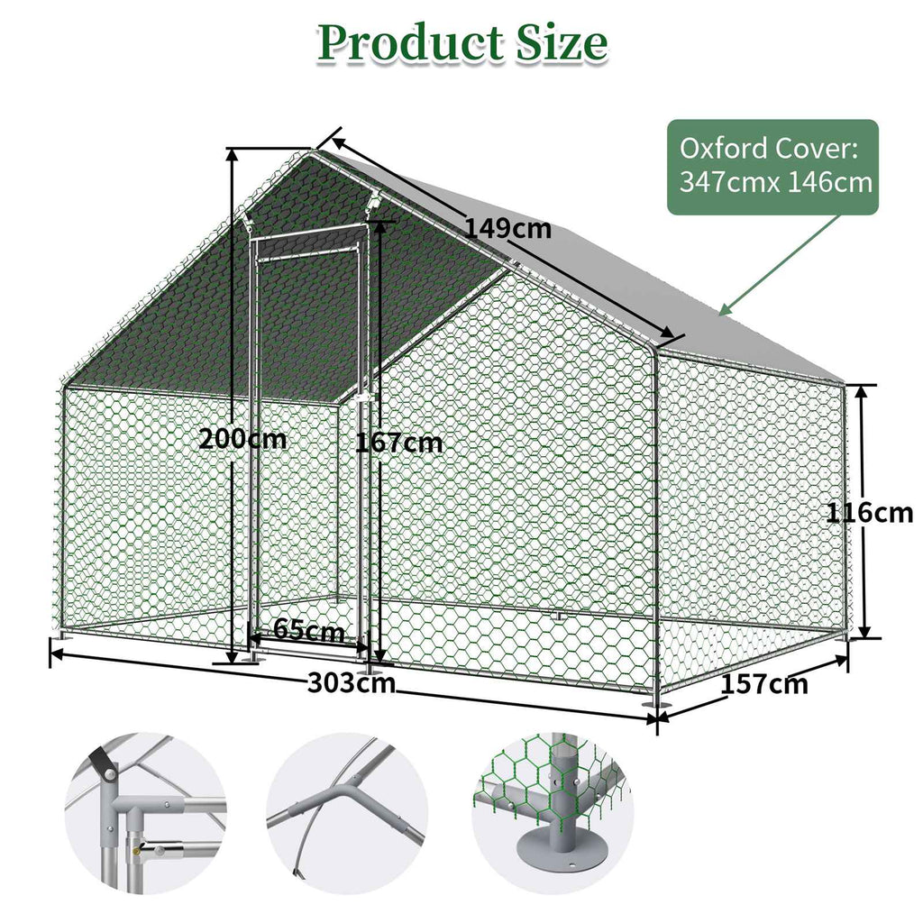 PawHaven Chicken Run Cage Walk In Coop Metal