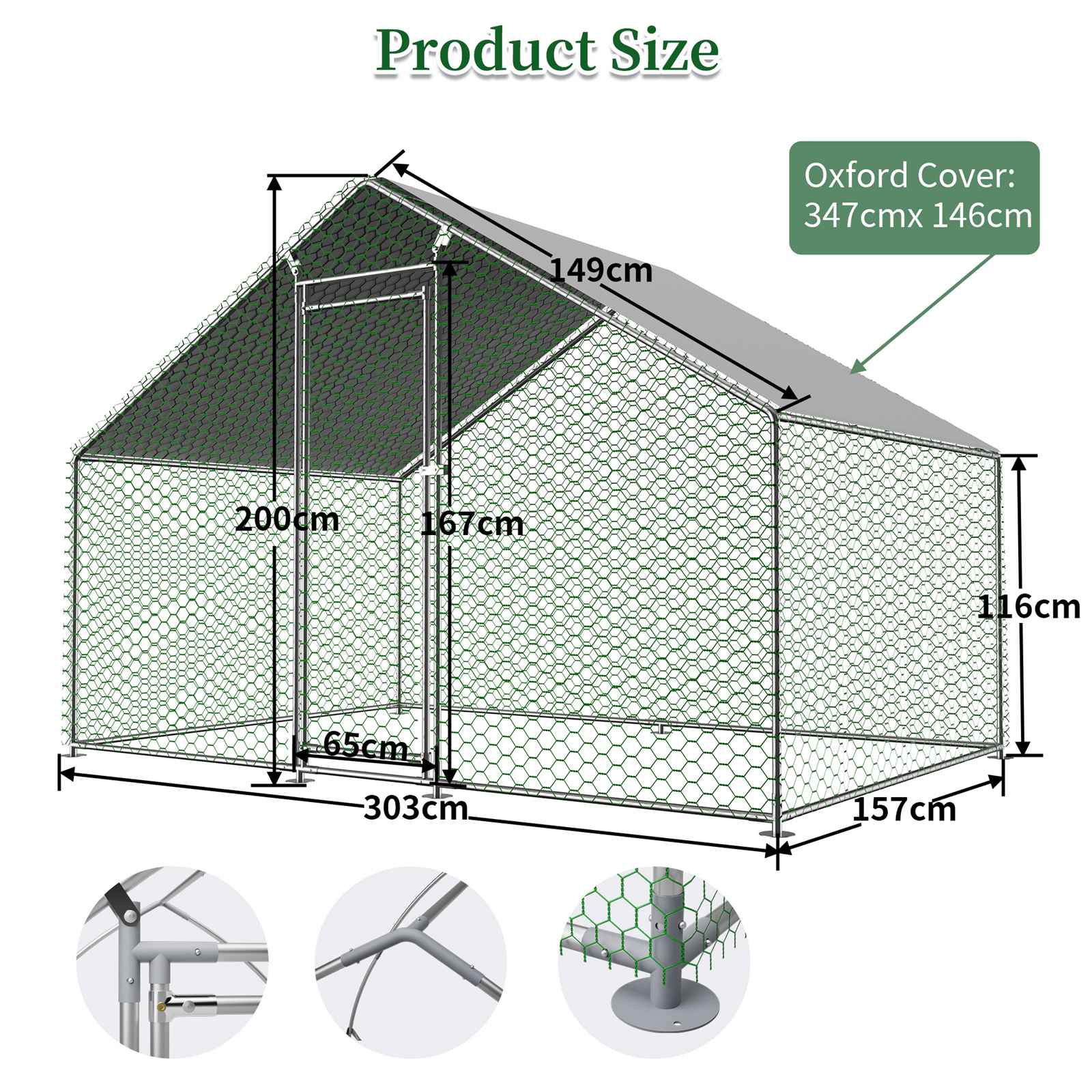PawHaven Chicken Run Cage Walk In Coop Metal