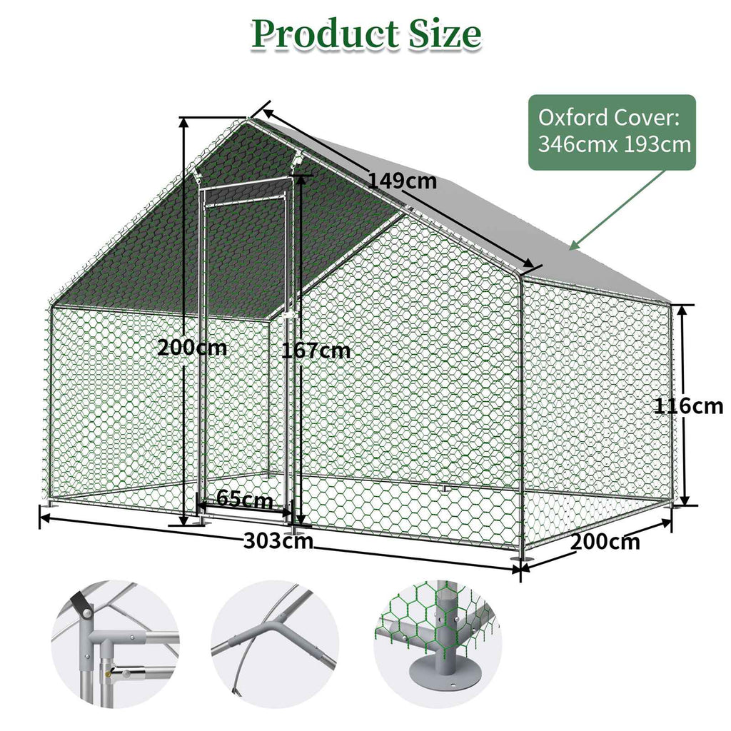 PawHaven Chicken Run Cage Walk In Coop Metal