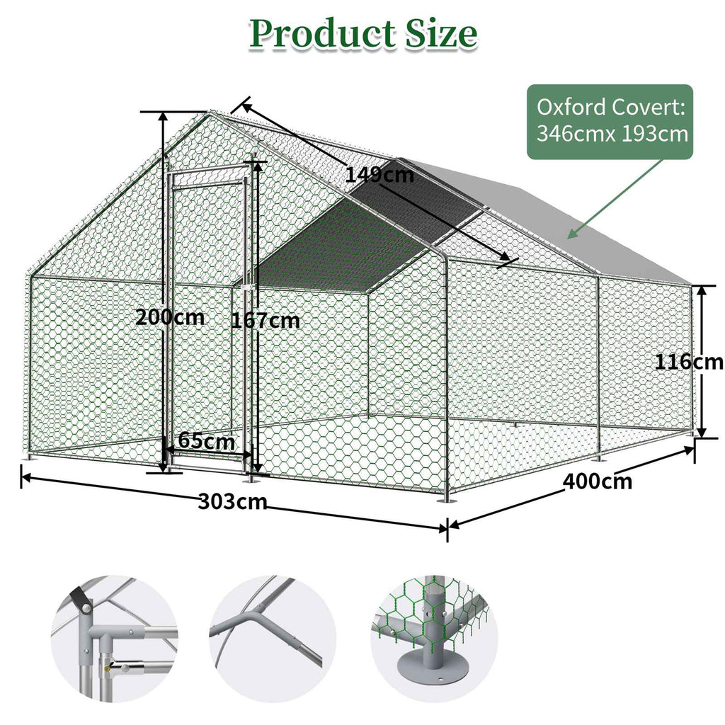 PawHaven Chicken Run Cage Walk In Coop Metal