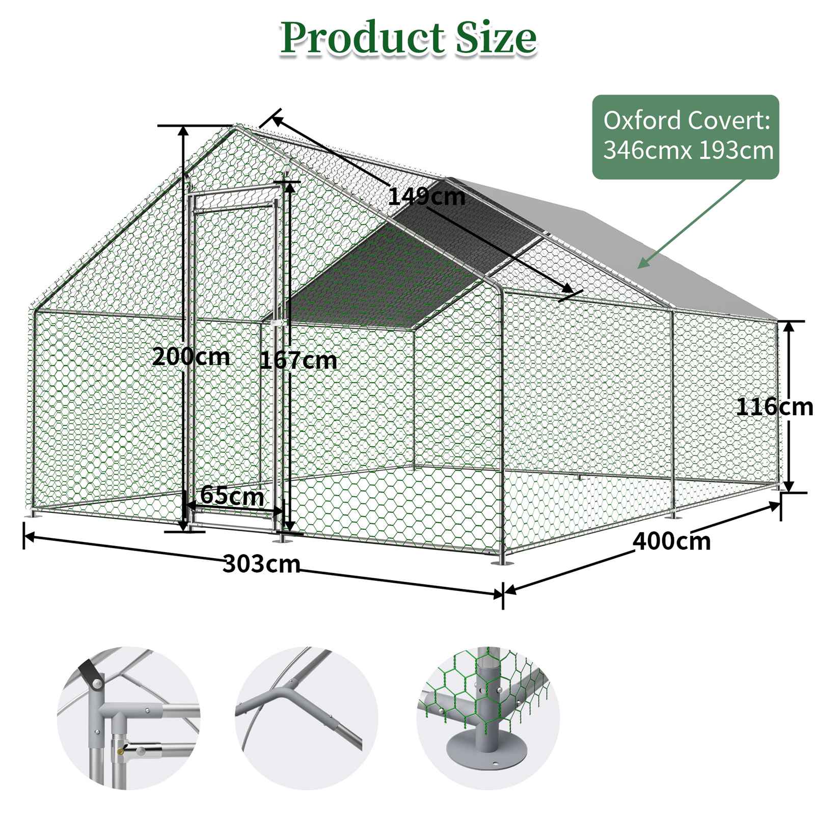 PawHaven Chicken Run Cage Walk In Coop Metal