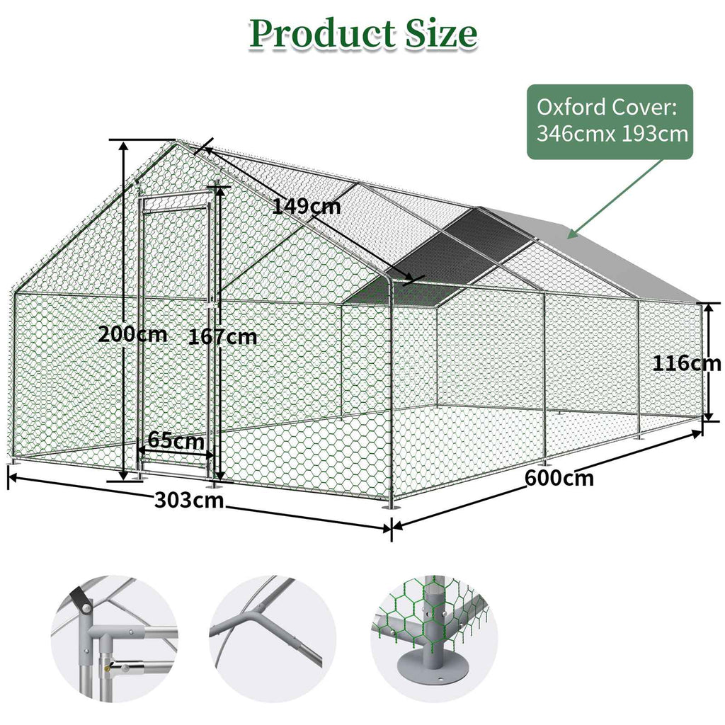 PawHaven Chicken Run Cage Walk In Coop Metal