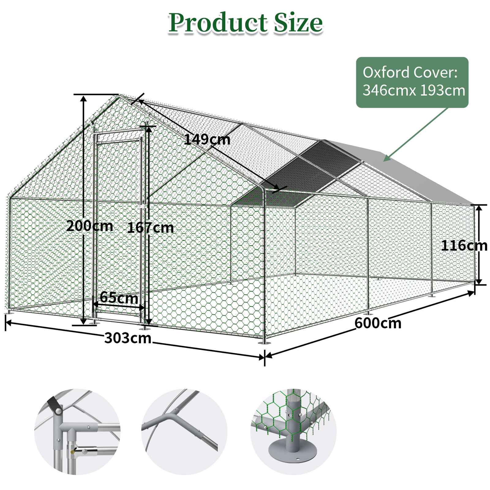 PawHaven Chicken Run Cage Walk In Coop Metal