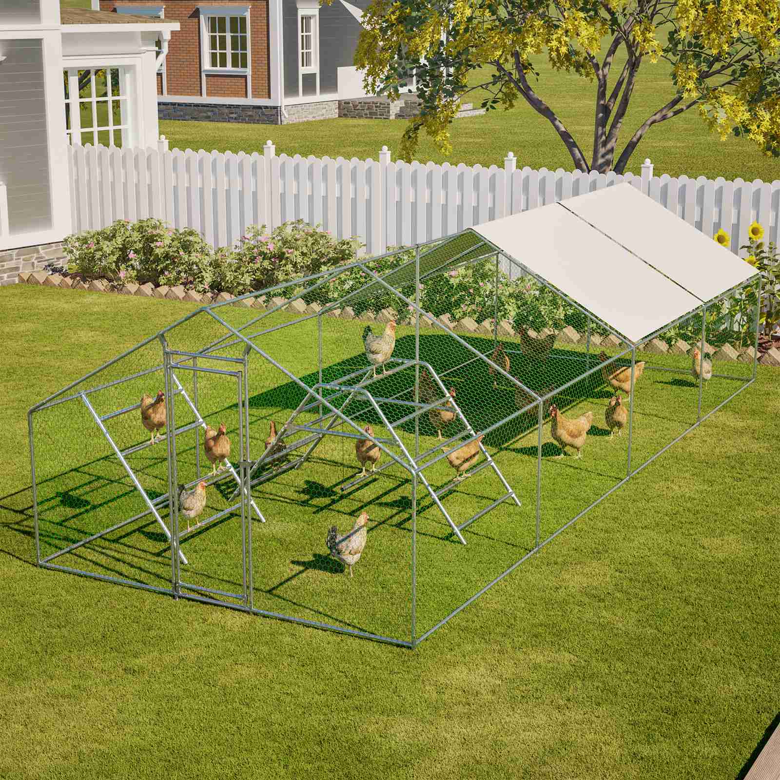 PawHaven Chicken Run Cage Walk In Coop Metal