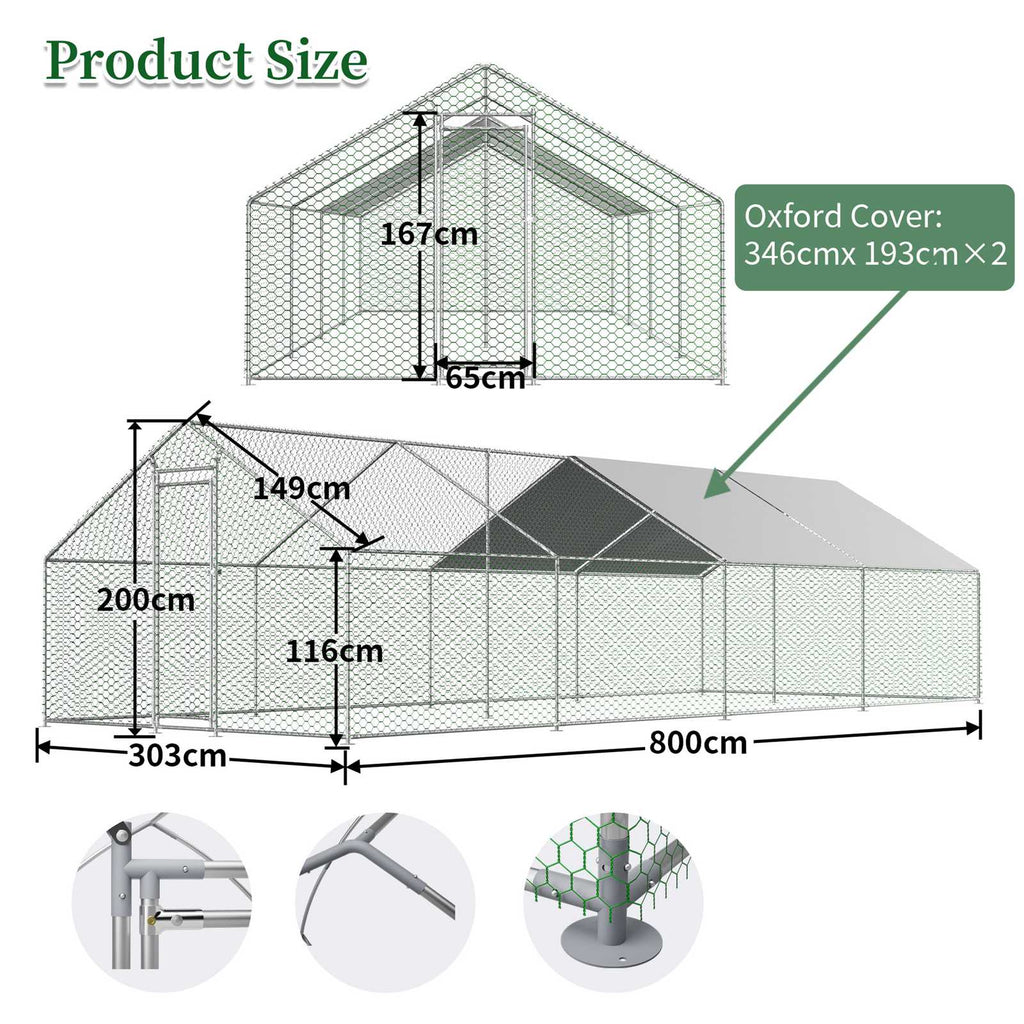 PawHaven Chicken Run Cage Walk In Coop Metal
