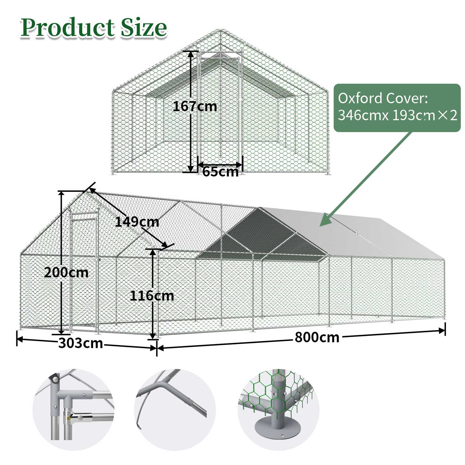 PawHaven Chicken Run Cage Walk In Coop Metal