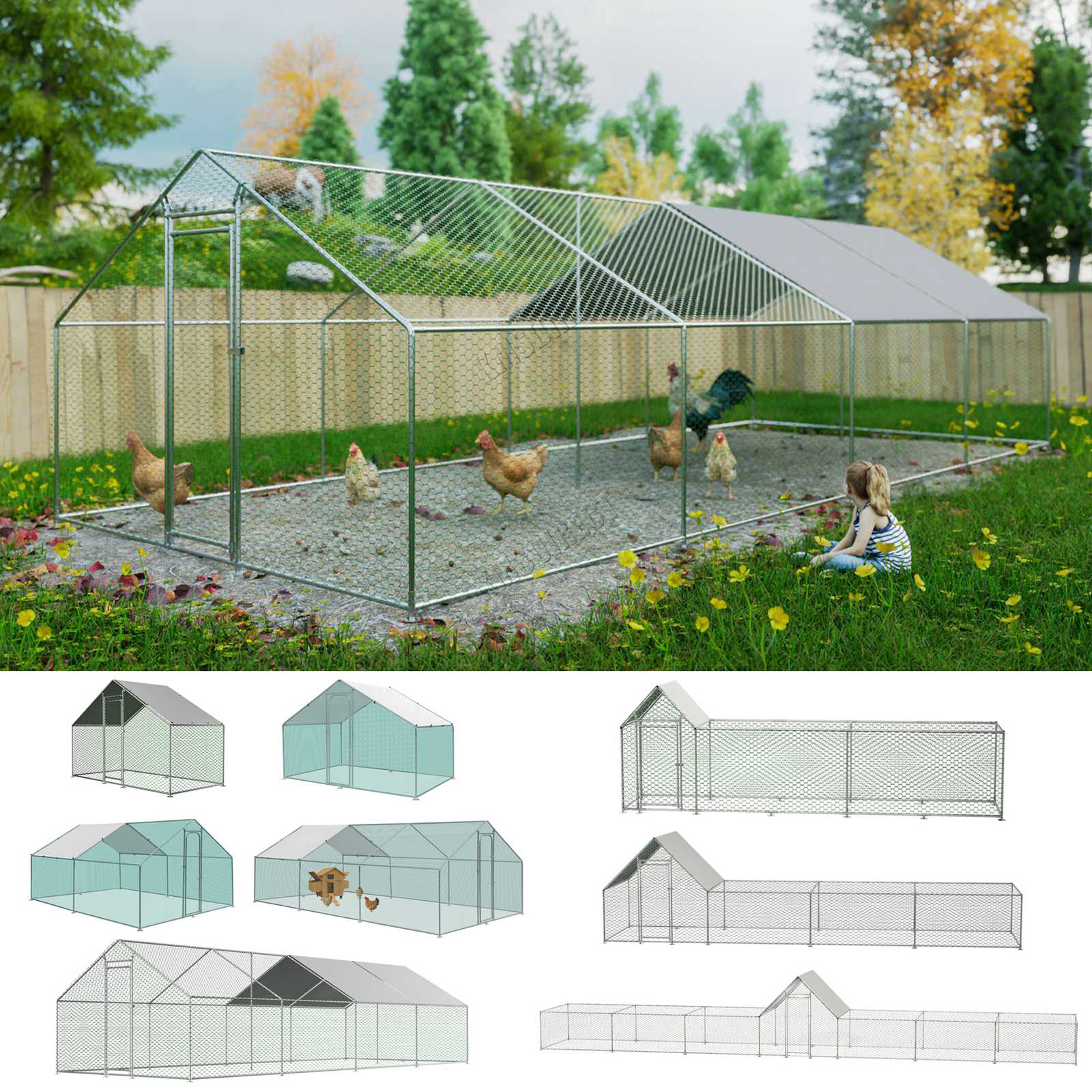 PawHaven Chicken Run Cage Walk In Coop Metal