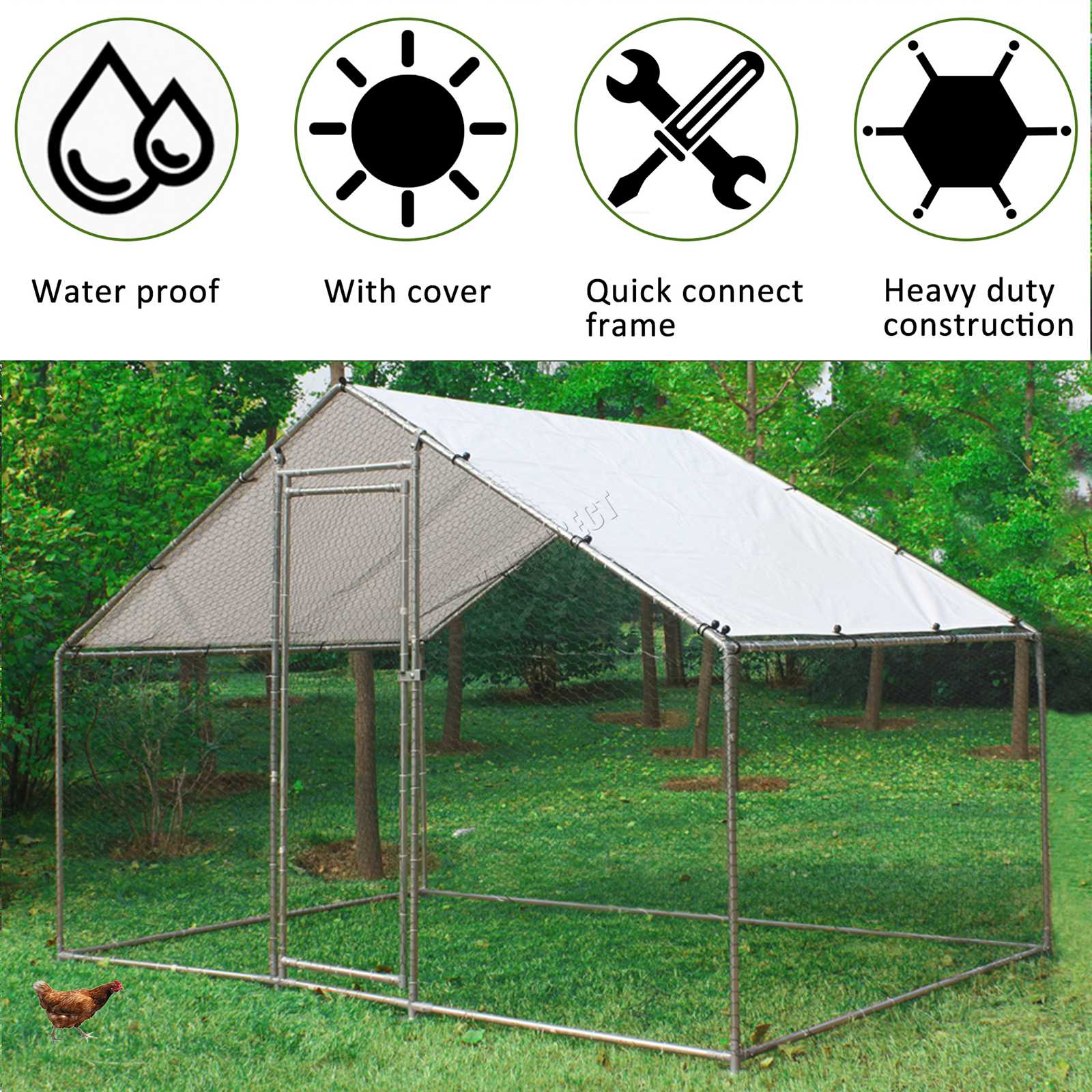 PawHaven Chicken Run Cage Walk In Coop Metal
