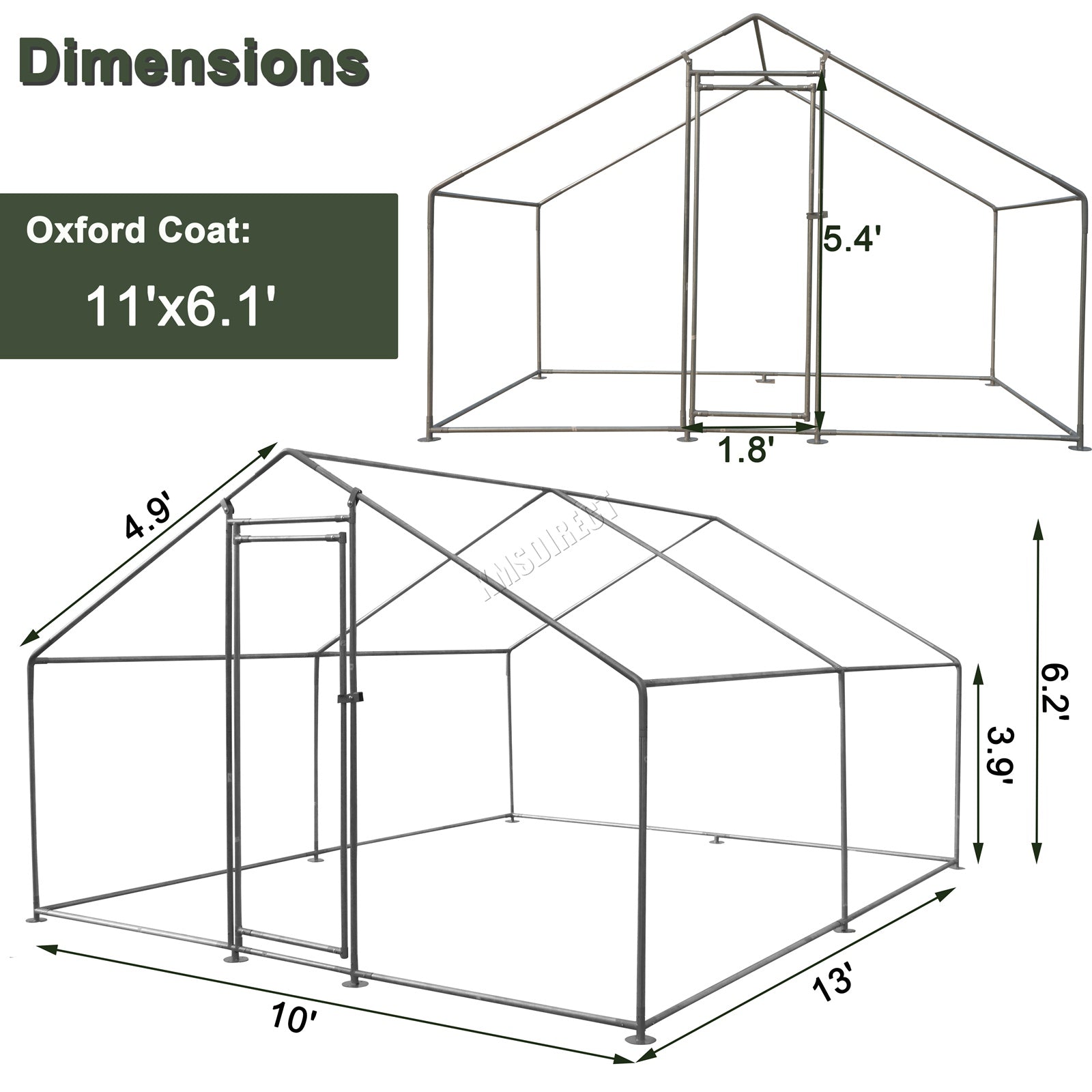 PawHaven Chicken Run Cage Walk In Coop Metal