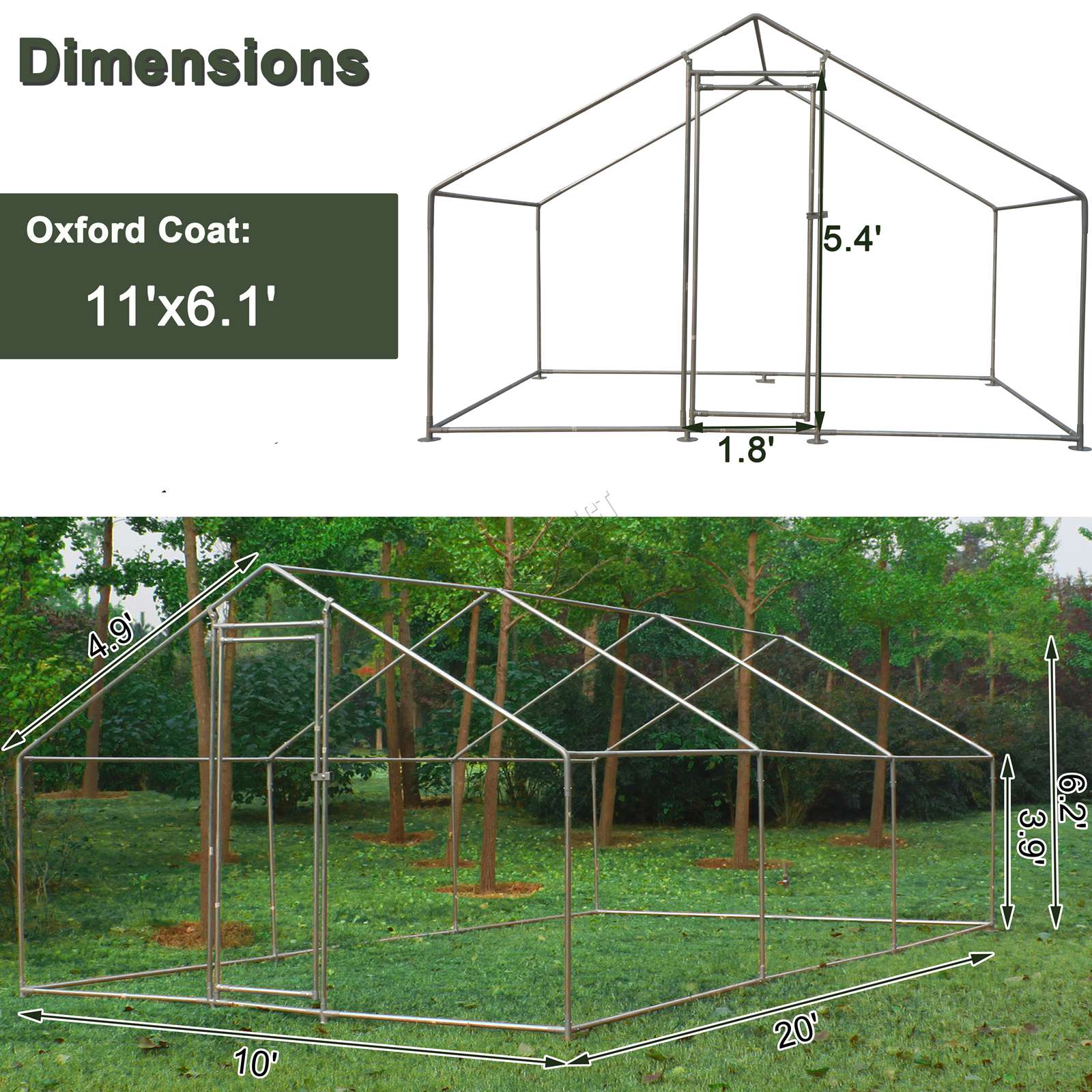 PawHaven Chicken Run Cage Walk In Coop Metal