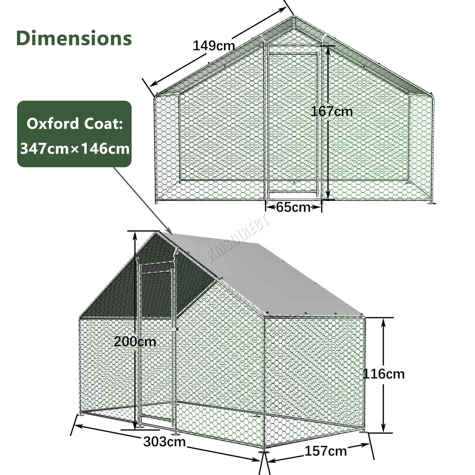 PawHaven Chicken Run Cage Walk In Coop Metal