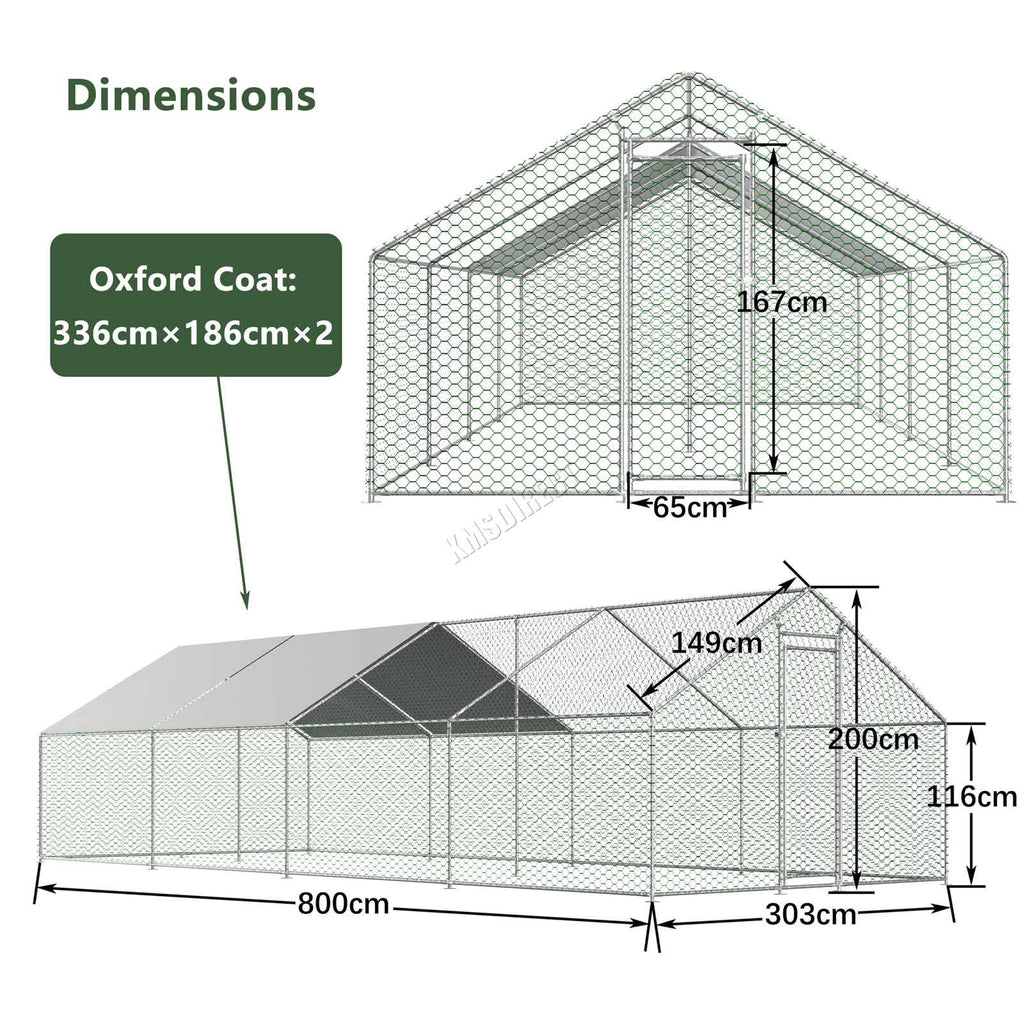 PawHaven Chicken Run Cage Walk In Coop Metal