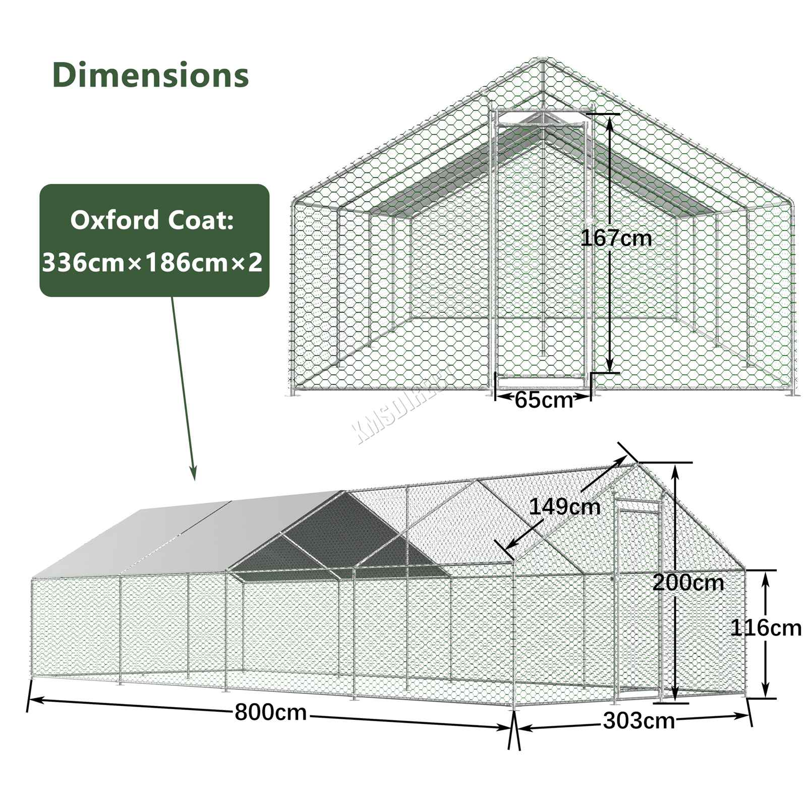 PawHaven Chicken Run Cage Walk In Coop Metal