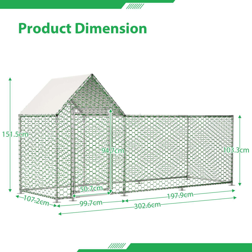 PawHaven Chicken Run Cage Walk In Coop Metal