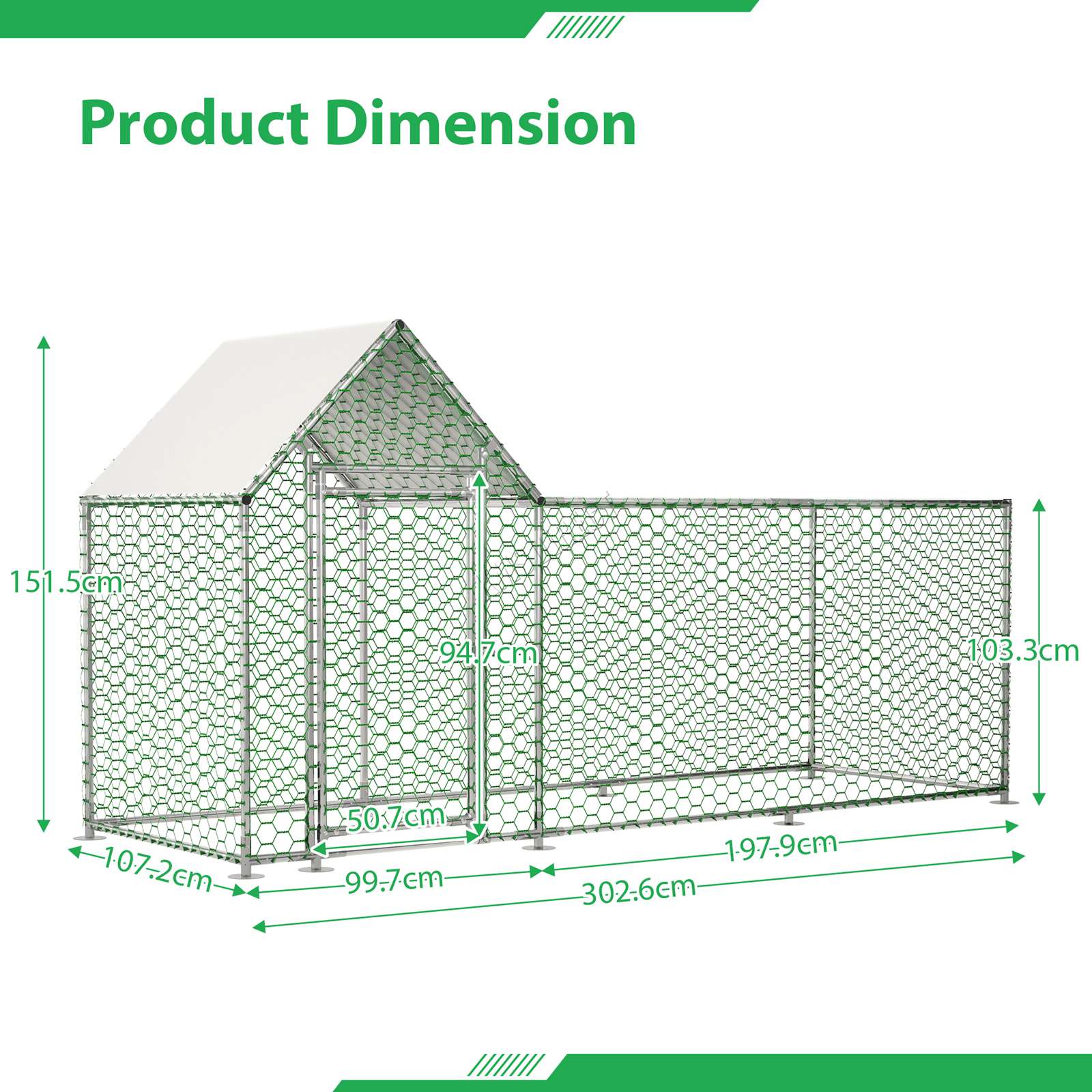 PawHaven Chicken Run Cage Walk In Coop Metal
