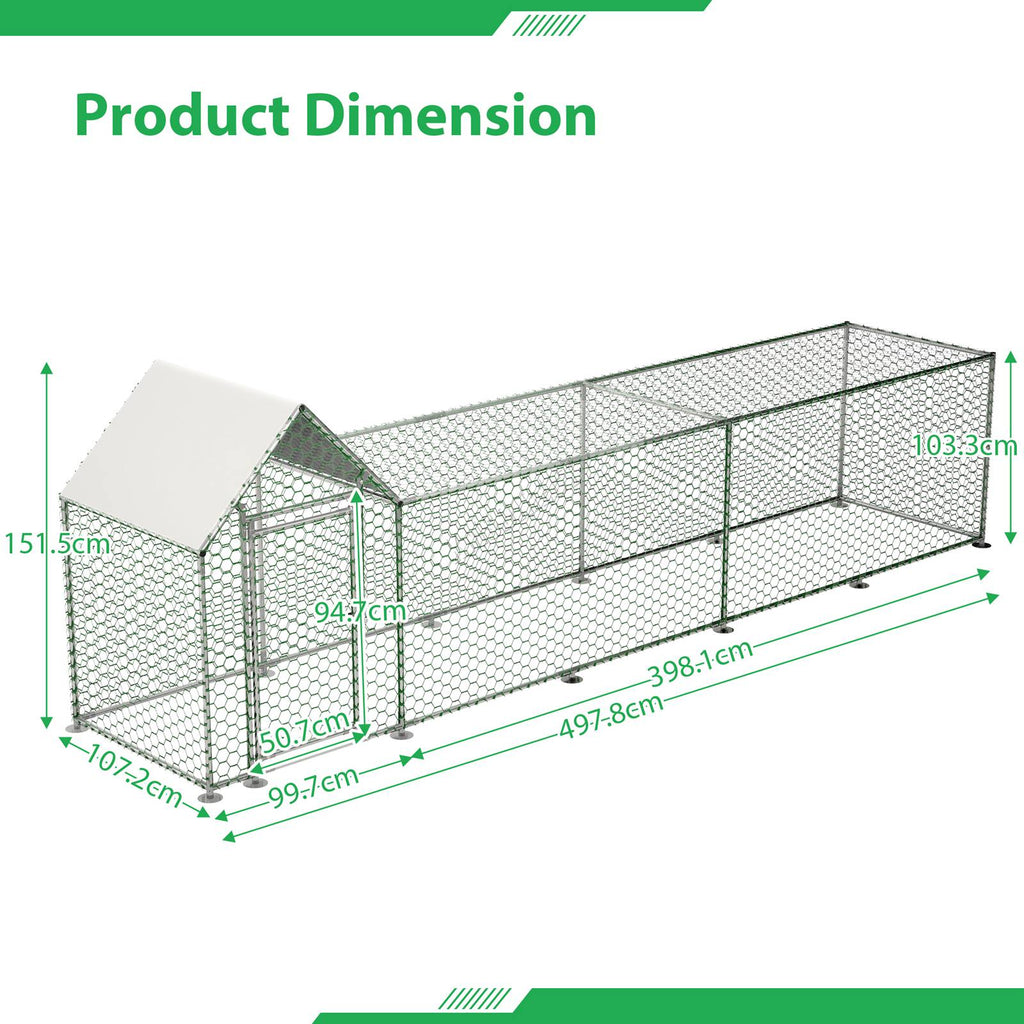 PawHaven Chicken Run Cage Walk In Coop Metal