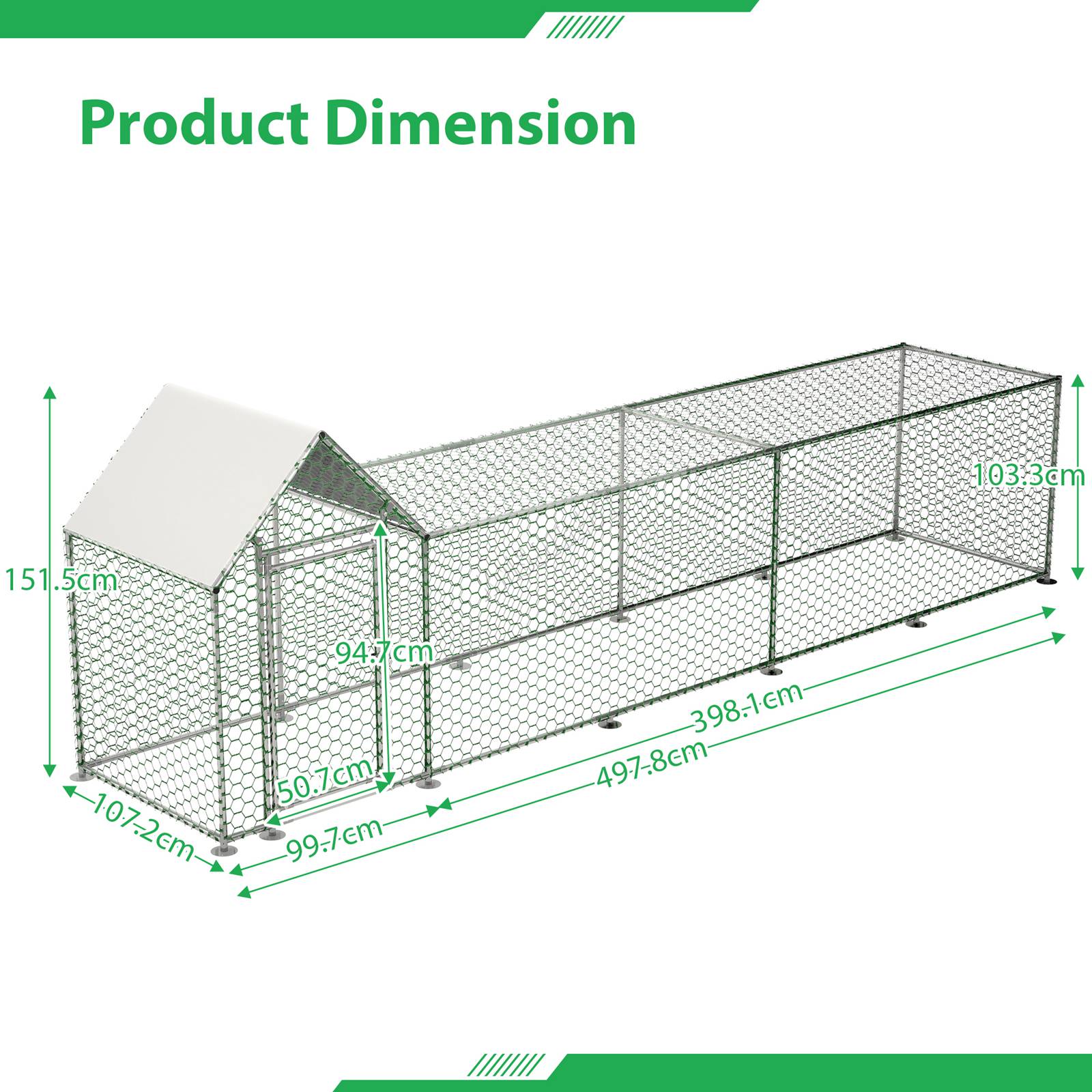 PawHaven Chicken Run Cage Walk In Coop Metal