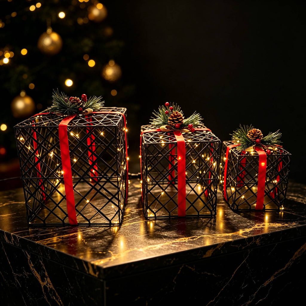 WestWood Christmas Lighted Gift Boxes Set of 3