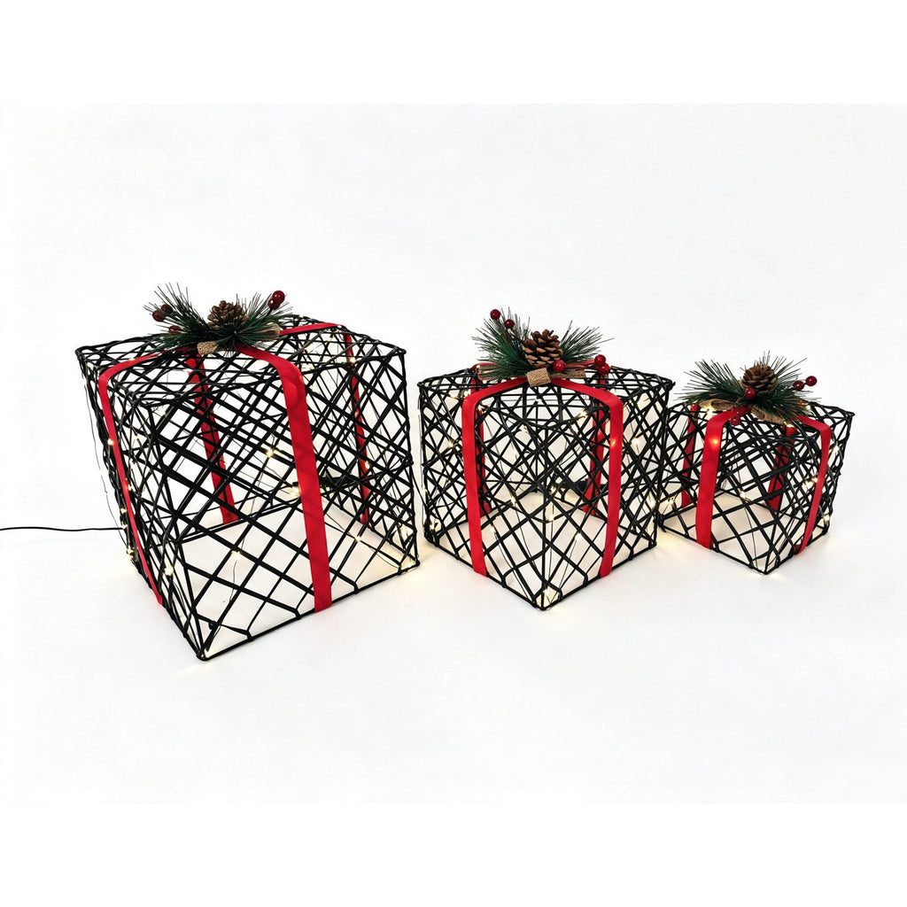 WestWood Christmas Lighted Gift Boxes Set of 3