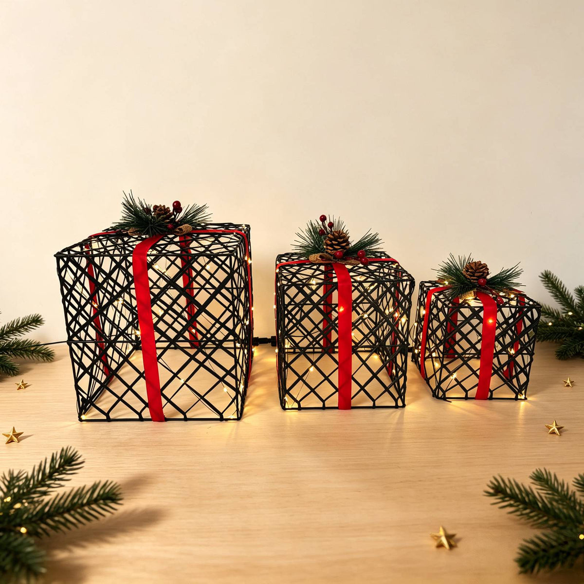 WestWood Christmas Lighted Gift Boxes Set of 3