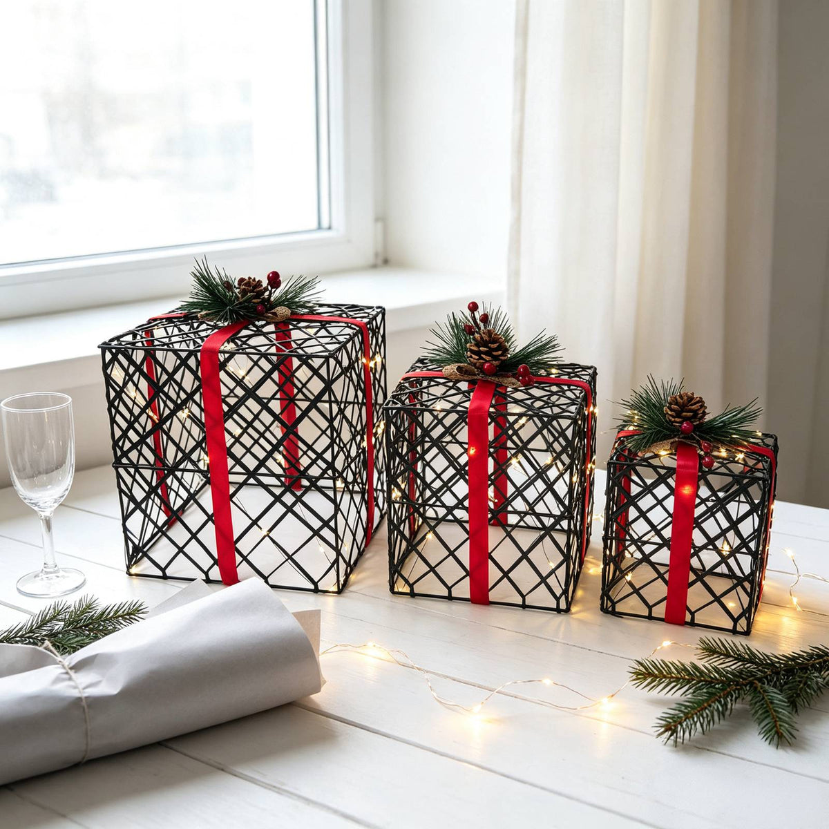 WestWood Christmas Lighted Gift Boxes Set of 3