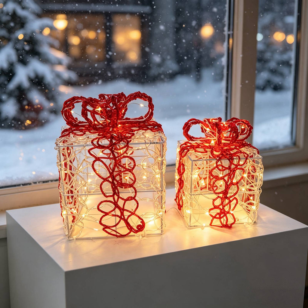 WestWood Christmas Lighted Gift Boxes Set of 2