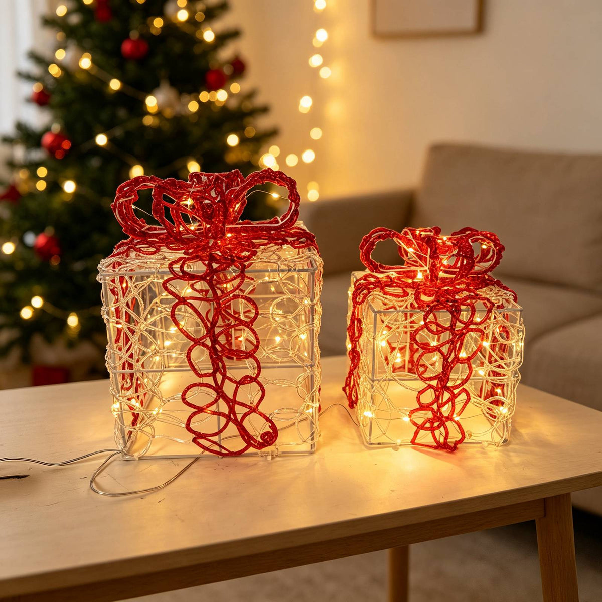 WestWood Christmas Lighted Gift Boxes Set of 2