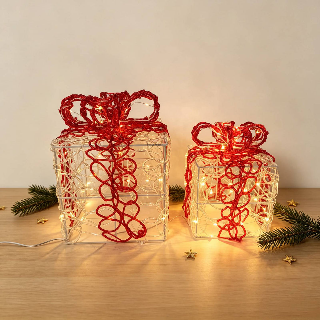 WestWood Christmas Lighted Gift Boxes Set of 2
