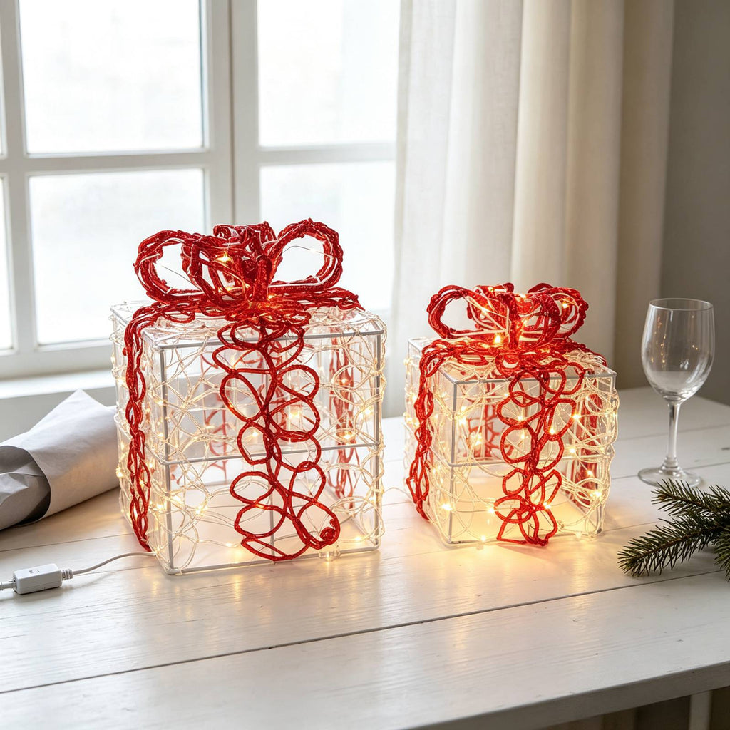 WestWood Christmas Lighted Gift Boxes Set of 2