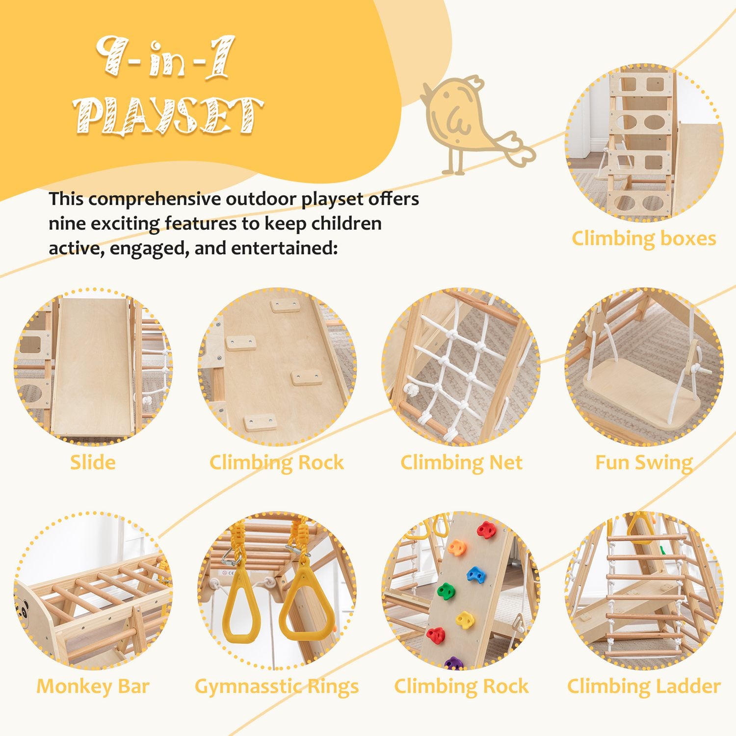 Galactica Large Wooden Climbing Frame