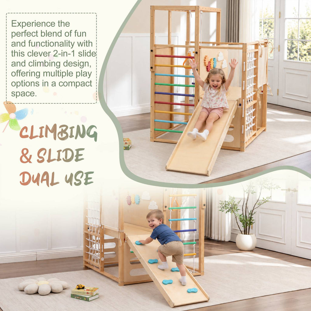 GALACTICA 9-in-1 Wooden Indoor Jungle Gym Playset PG09