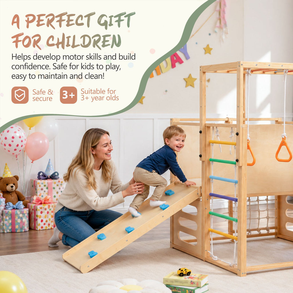 GALACTICA 9-in-1 Wooden Indoor Jungle Gym Playset PG09