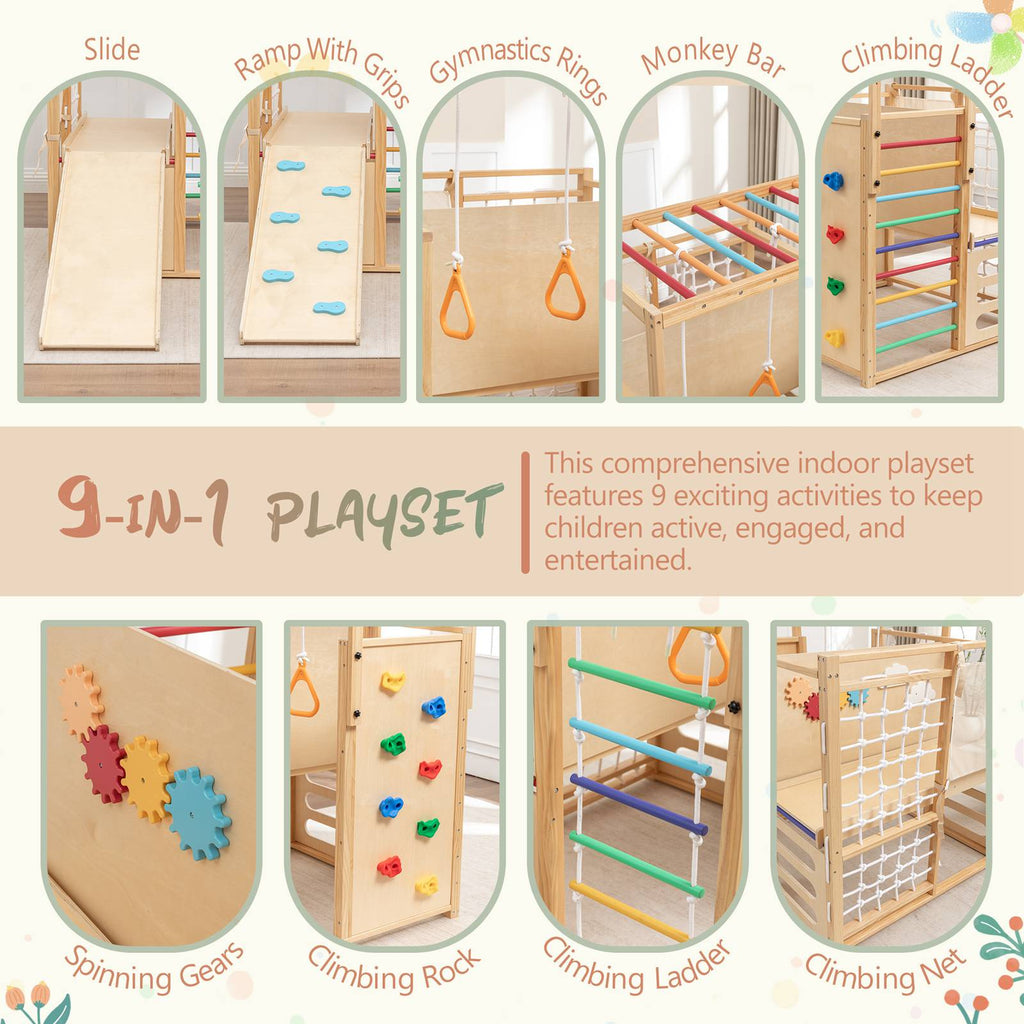 GALACTICA 9-in-1 Wooden Indoor Jungle Gym Playset PG09