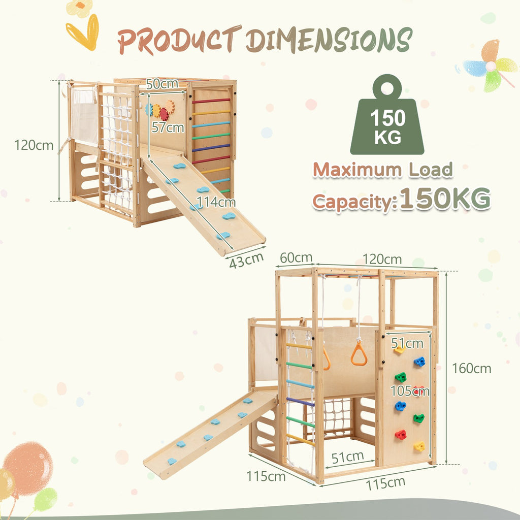 GALACTICA 9-in-1 Wooden Indoor Jungle Gym Playset PG09