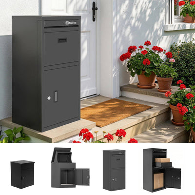 BIRCHTREE Lockable Metal Delivery Box Storage Post Box