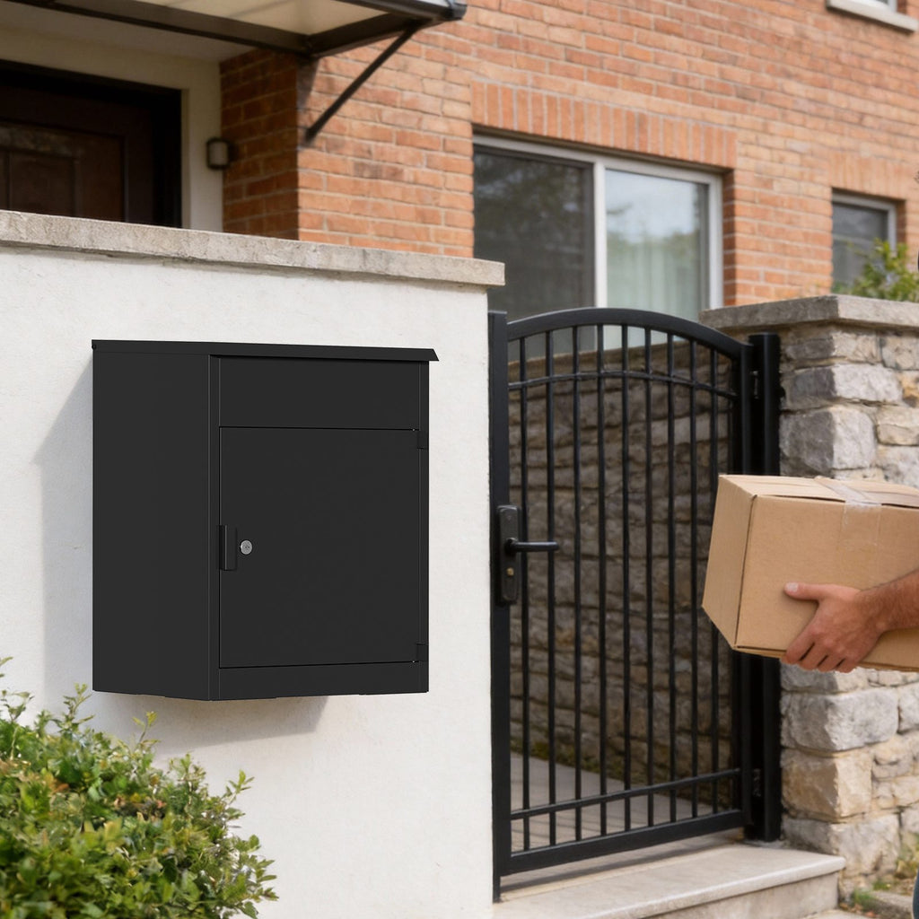 BIRCHTREE Lockable Metal Delivery Box Storage Post Box