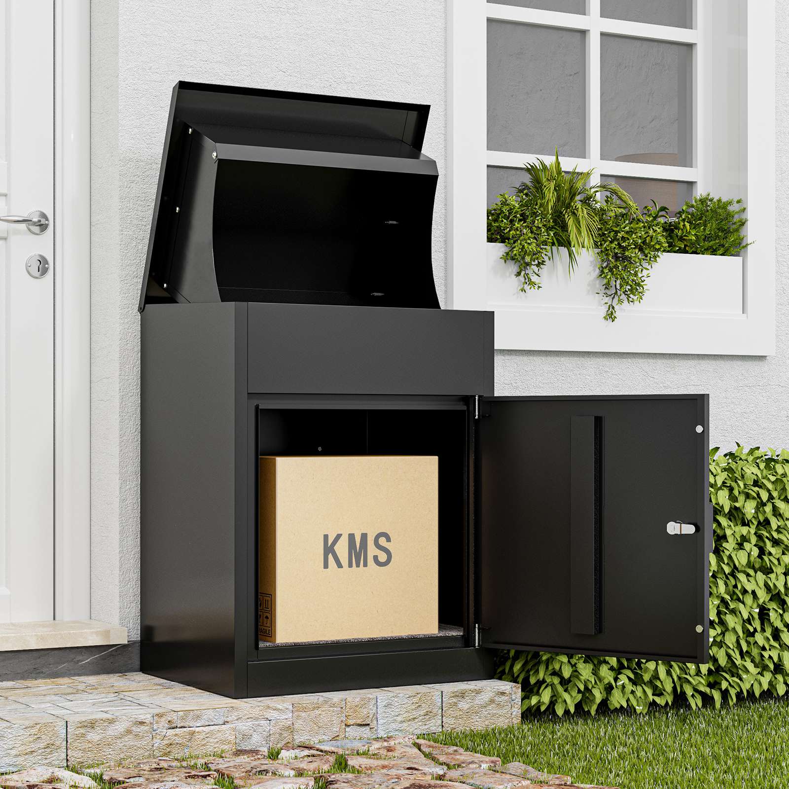 BIRCHTREE Lockable Metal Delivery Box Storage Post Box