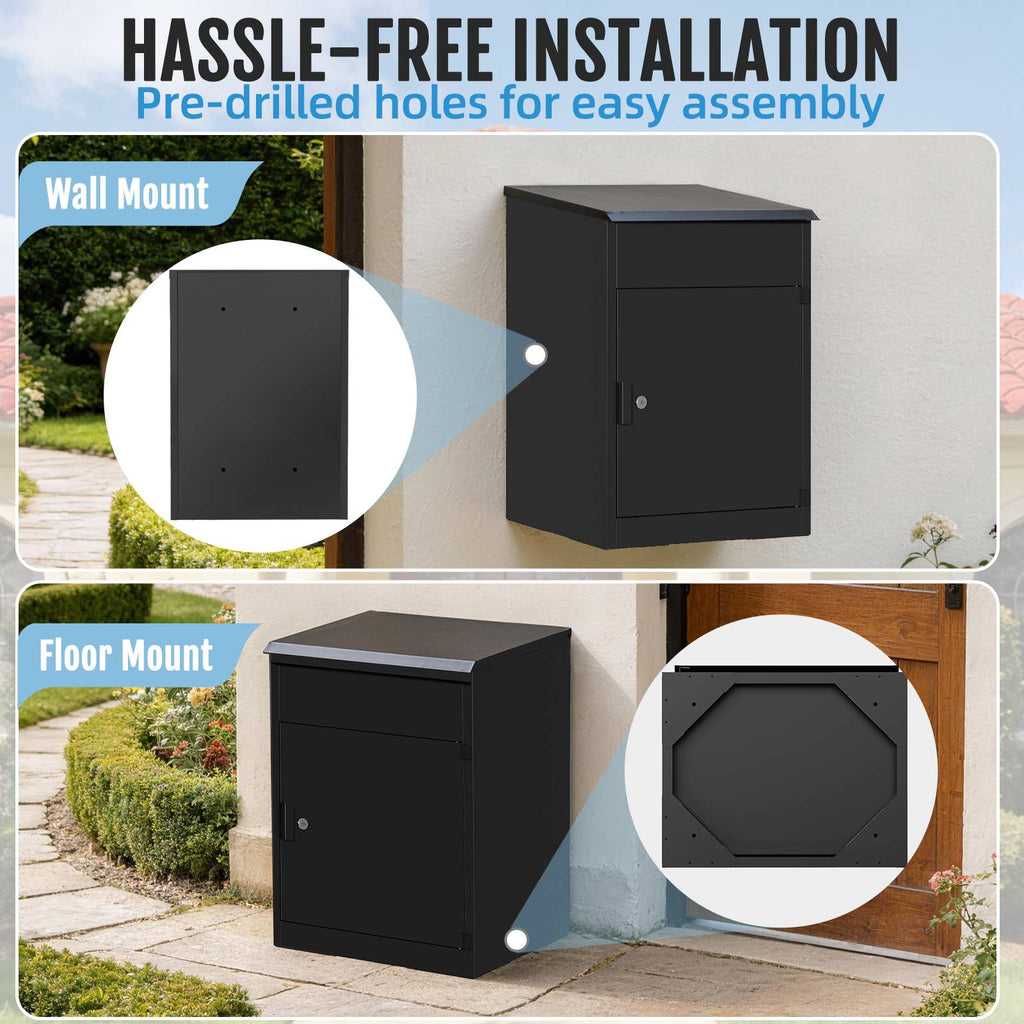 BIRCHTREE Lockable Metal Delivery Box Storage Post Box