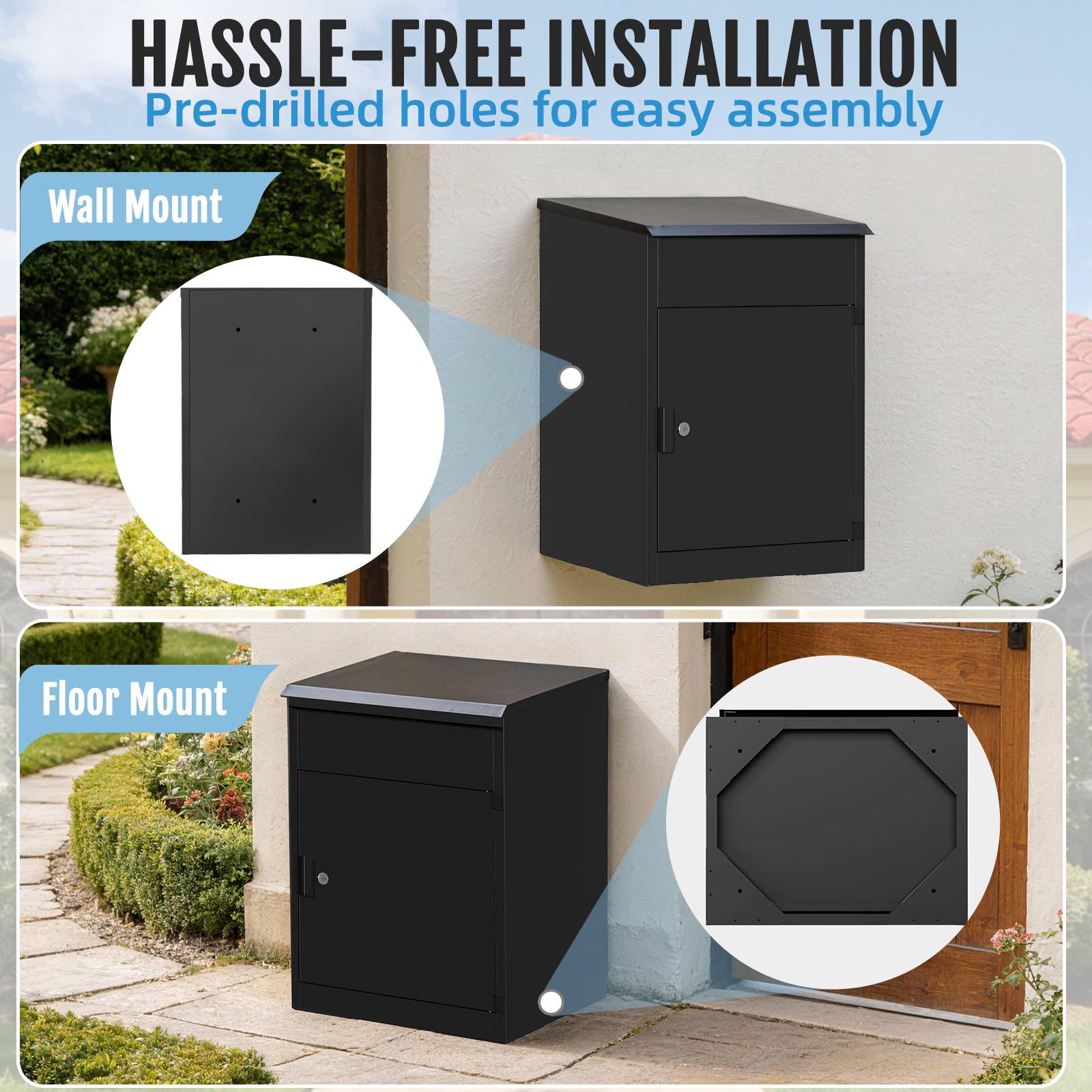 BIRCHTREE Lockable Metal Delivery Box Storage Post Box