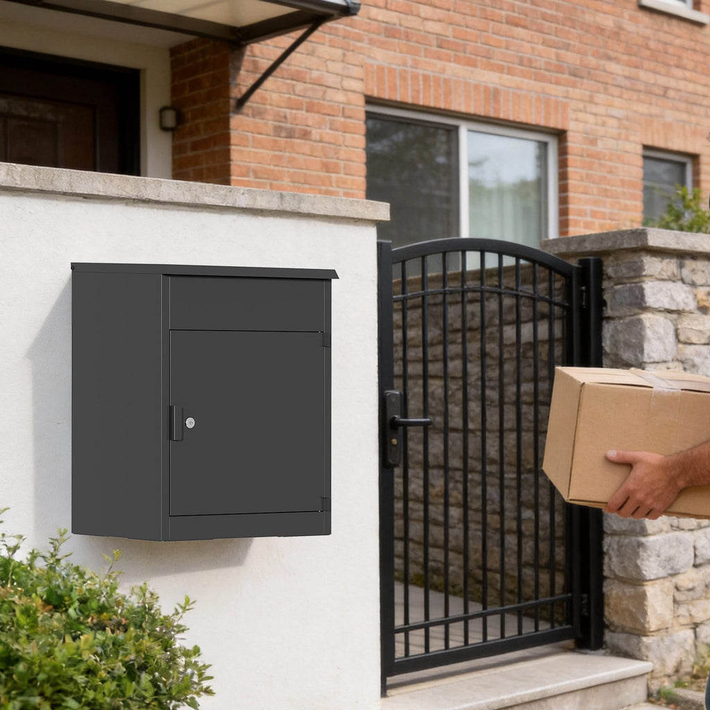 BIRCHTREE Lockable Metal Delivery Box Storage Post Box