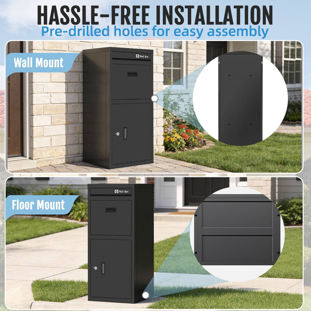 BIRCHTREE Lockable Metal Delivery Box Storage Post Box