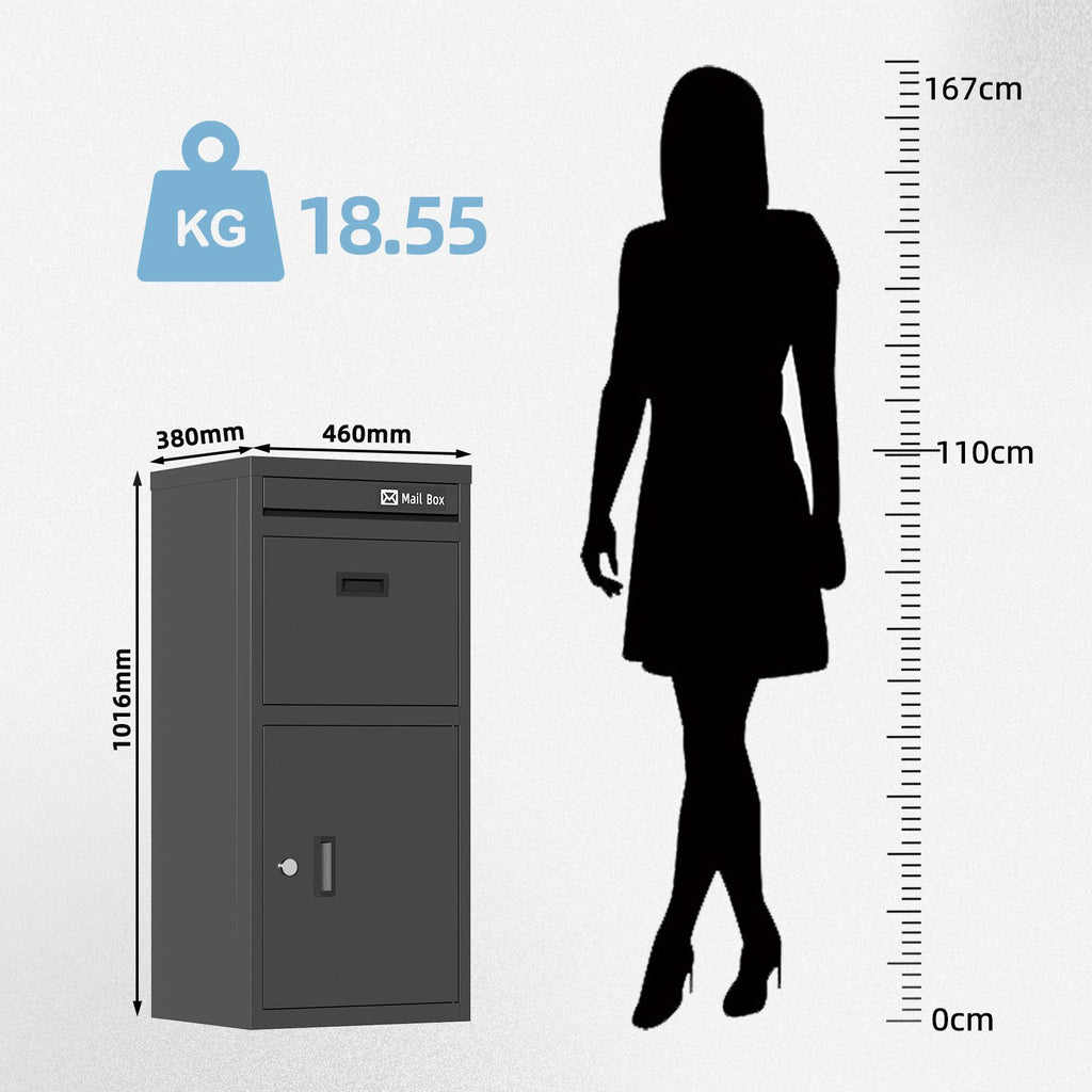 BIRCHTREE Lockable Metal Delivery Box Storage Post Box