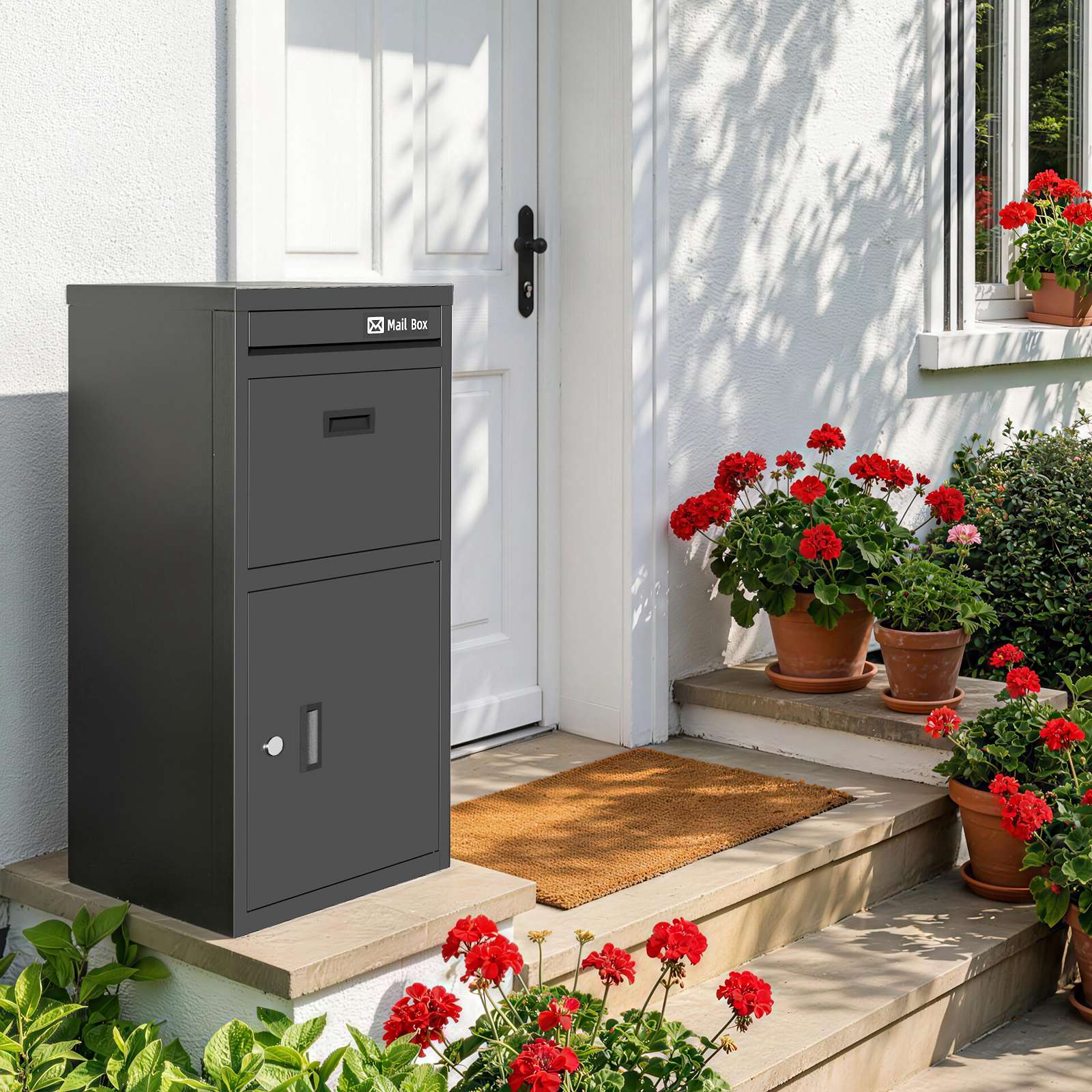 BIRCHTREE Lockable Metal Delivery Box Storage Post Box