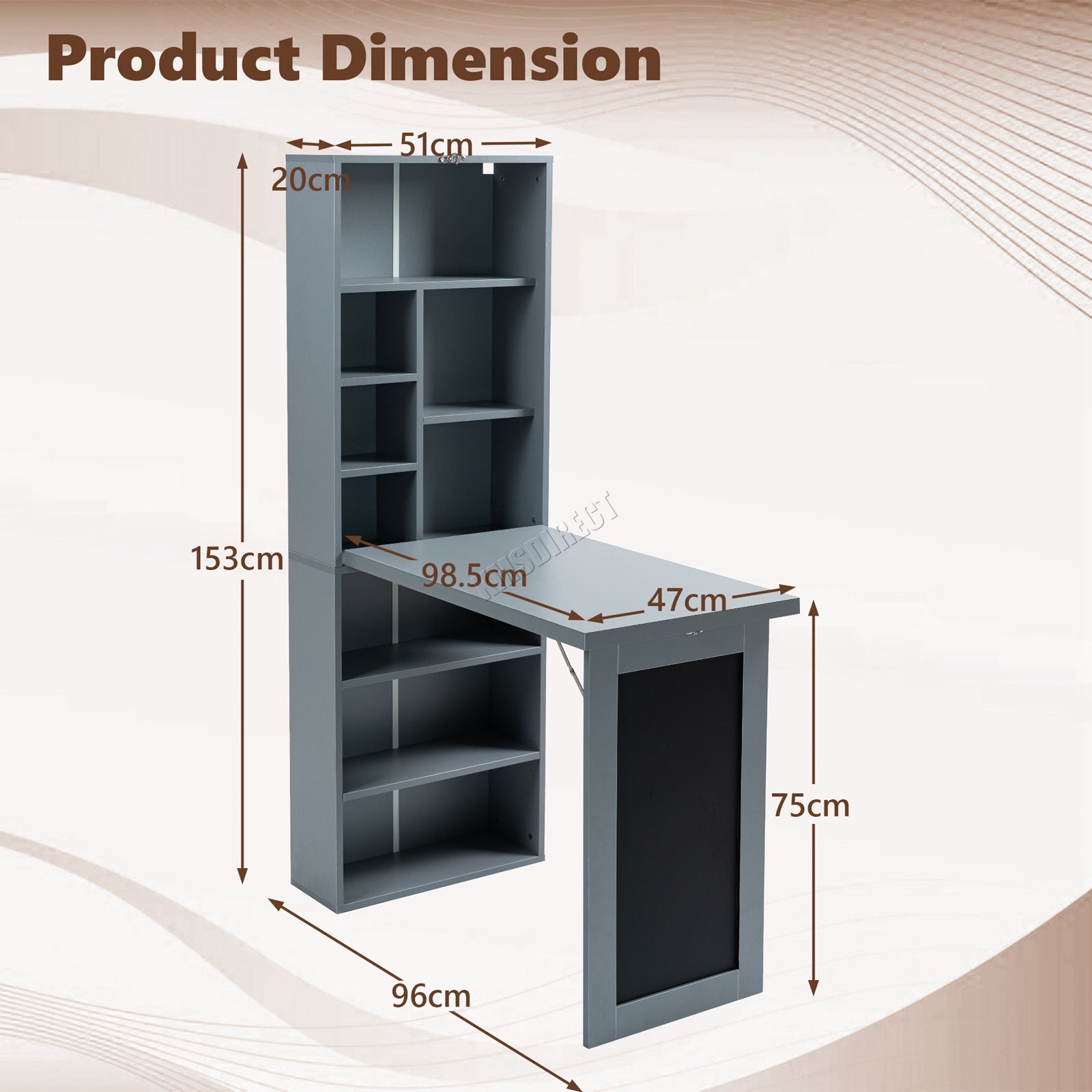 WestWood Computer Desk With Shelves Study Table Foldable