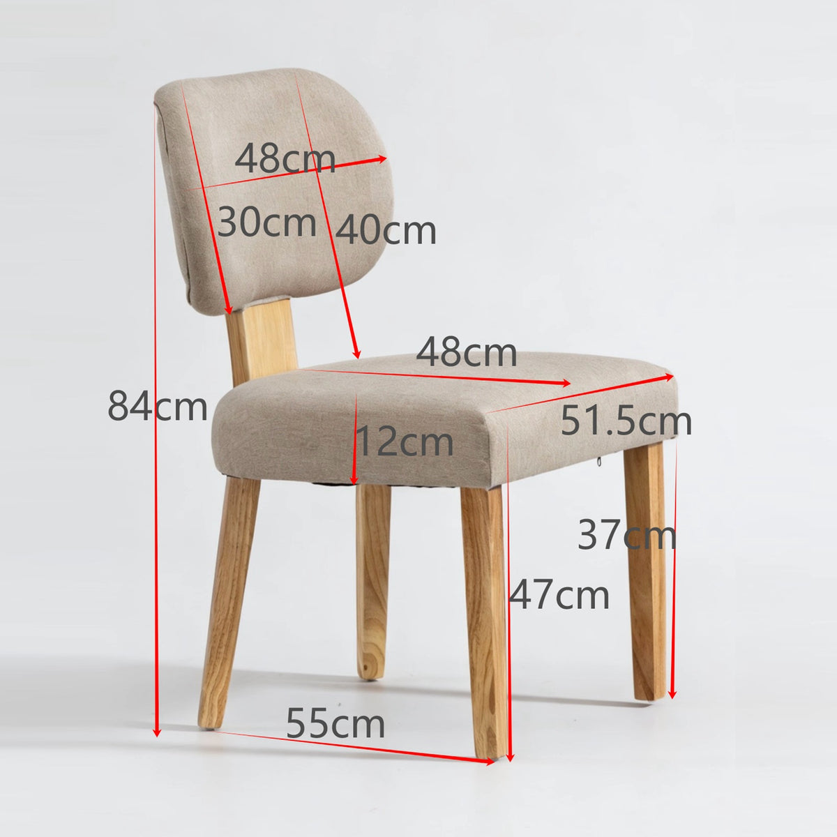 WestWood Set of 2 Fabric Dining Chair