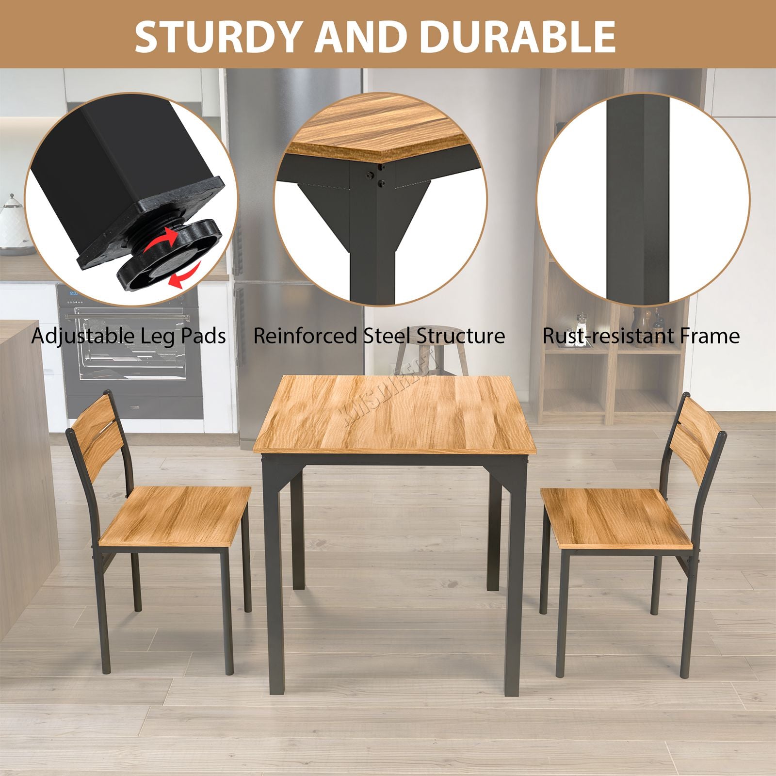 WestWood Dining Table 2 Chairs DS19 Natural